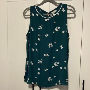 LOFT blouse, green floral print